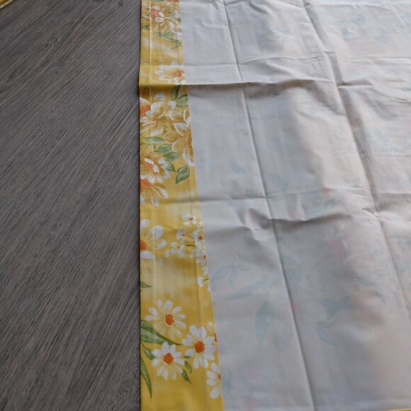 Vintage Vinyl Window Curtains Yellow Floral Set of 4 Panels Tiebacks 33" x 46.5" - Picture 7 of 11